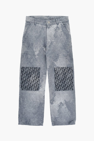 Cotton Striped Trousers With Logo Patches