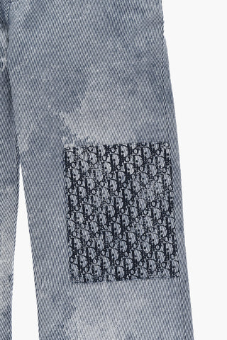 Cotton Striped Trousers With Logo Patches