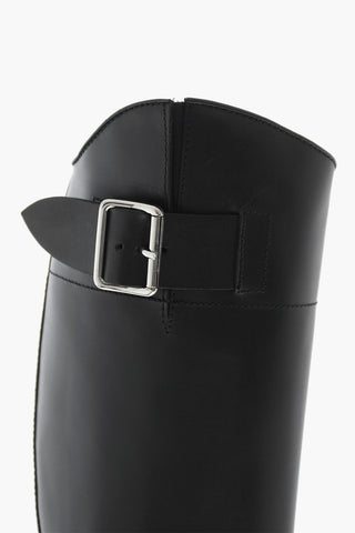 가죽 부츠 HARLEY, 실버 더블 버클, 4.5cm 굽