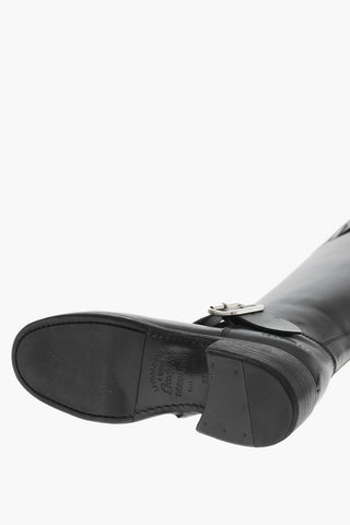 가죽 부츠 HARLEY, 실버 더블 버클, 4.5cm 굽