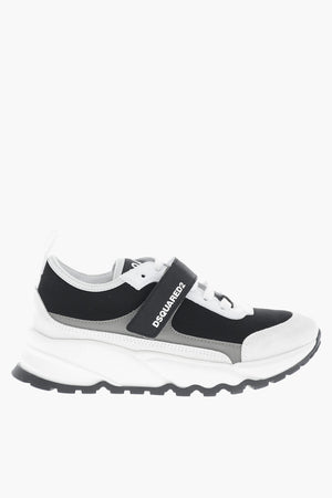 Sneakers Basse in Pelle e Tessuto 