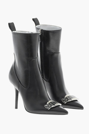 Leather Ankle Boots GOTHIC DSQUARED with Metal Detail 11cm Heel