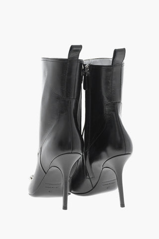 Leather Ankle Boots GOTHIC DSQUARED with Metal Detail 11cm Heel