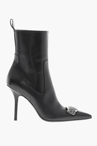 Leather Ankle Boots GOTHIC DSQUARED with Metal Detail 11cm Heel