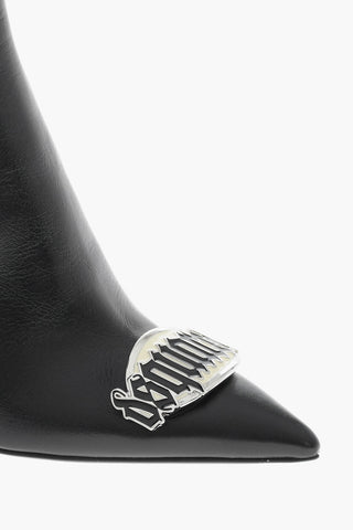 Leather Ankle Boots GOTHIC DSQUARED with Metal Detail 11cm Heel
