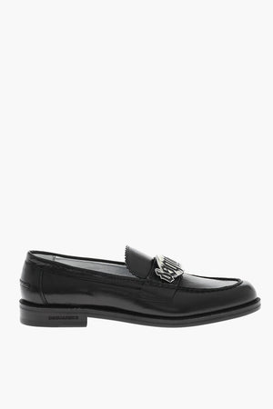 Leather Loafers with Metal Logo