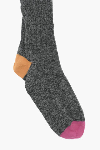 Long Ribbed Socks with Contrast Detail