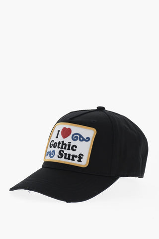 코튼 가버딘 베이스볼 캡 I LOVE GOTHIC SURF 자수 패치