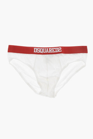 Stretch-Cotton Briefs With Branded Elastic Band