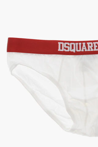 Stretch-Cotton Briefs With Branded Elastic Band
