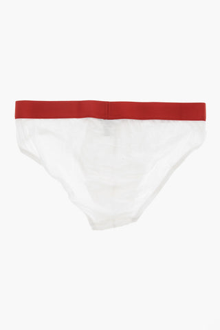 Stretch-Cotton Briefs With Branded Elastic Band