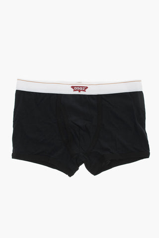 Boxershorts Aus Stretch-Baumwolle Einfarbig Mit Kontrastierendem Elastikbund