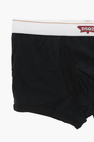 Boxershorts Aus Stretch-Baumwolle Einfarbig Mit Kontrastierendem Elastikbund
