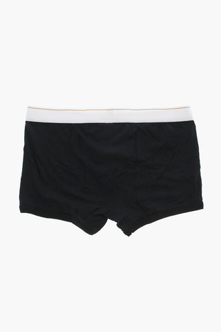 Boxershorts Aus Stretch-Baumwolle Einfarbig Mit Kontrastierendem Elastikbund