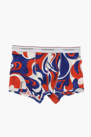 Gerippter Boxer aus Stretch-Baumwolle mit Muster