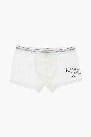 Einfarbige Boxershorts mit kontrastierendem Print