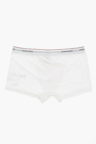 Einfarbige Boxershorts mit kontrastierendem Print