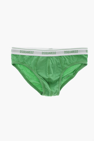 Stretch-Cotton Briefs With Branded Elastic Band