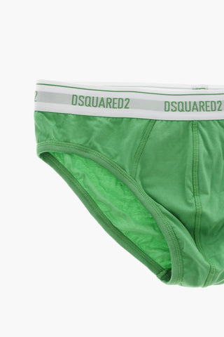 Stretch-Cotton Briefs With Branded Elastic Band