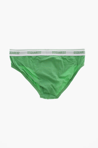 Stretch-Cotton Briefs With Branded Elastic Band