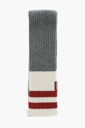 Ribbed Scarf With Striped Details