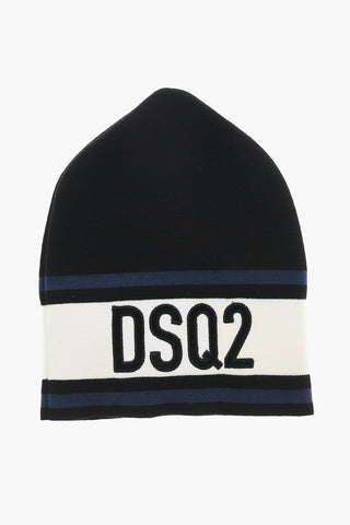Beanie in Misto Lana con Monogram Ricamato