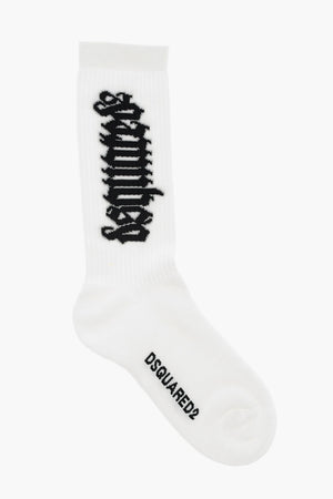 Cotton Blend Socks with Contrast Logo