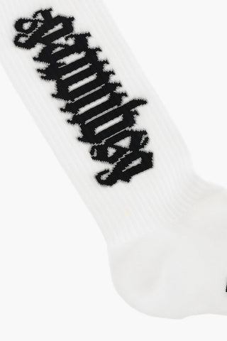 Calzini in Misto Cotone con Logo a Contrasto