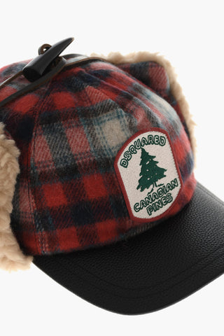 Cappello Baseball in Misto Lana a Quadri con Paraorecchie