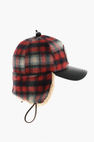 Cappello Baseball in Misto Lana a Quadri con Paraorecchie