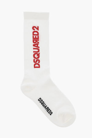 Long Ribbed Socks With Contrasting Logo