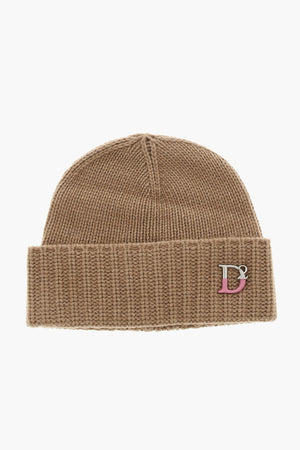 Solid Beanie With Metal Monogram