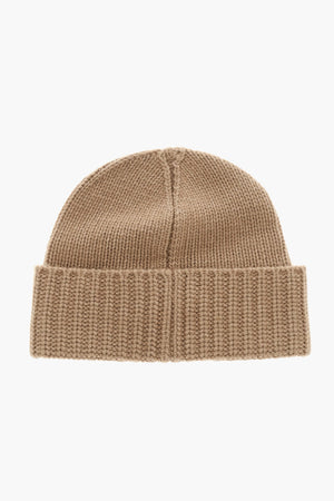 Solid Beanie With Metal Monogram