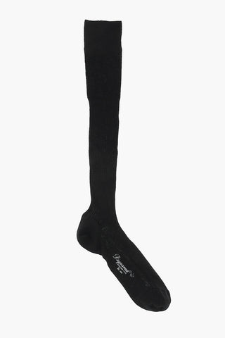 Lange gerippte Socken mit kontrastierendem Logo