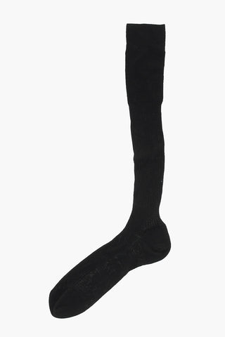 Lange gerippte Socken mit kontrastierendem Logo