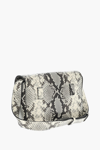 Python-Effect Leather Shoulder Bag With Gold-Tone Metal Detail