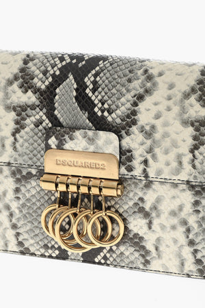 Borsa a Spalla in Pelle Effetto Pitone con Dettaglio in Metallo Dorato