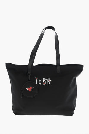 ICON Borsa Tote in Nylon con Finiture in Pelle e Portamonete Abbinato