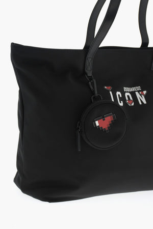 ICON Borsa Tote in Nylon con Finiture in Pelle e Portamonete Abbinato