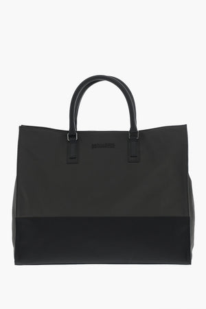 Nylon Tote Bag with Leather Trims