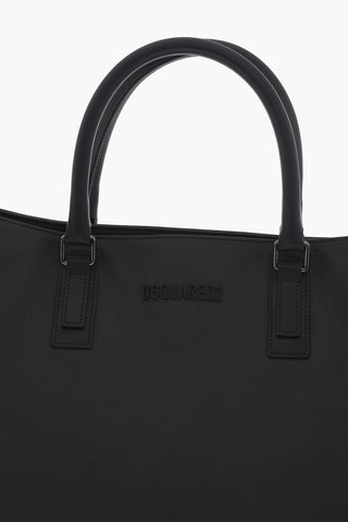 Nylon Tote Bag with Leather Trims