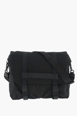 Solid-Color Messenger Bag With Leather Trims