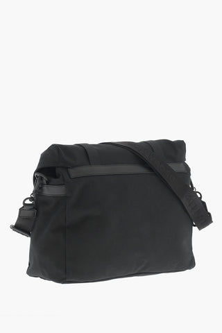 Solid-Color Messenger Bag With Leather Trims