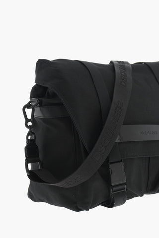 Solid-Color Messenger Bag With Leather Trims
