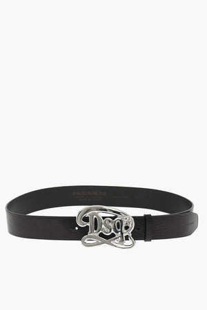 Leather Belt with Logo Buckle 40mm