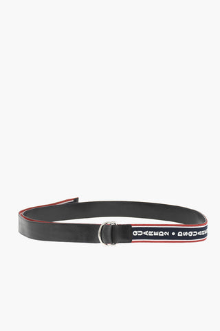 40mm Leder- und Stoffgürtel mit All-Over-Logo