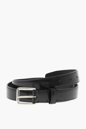 Leather Belt with Silver Buckle 25mm