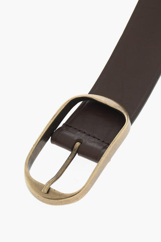 Leather Belt with Gold Buckle 40mm
