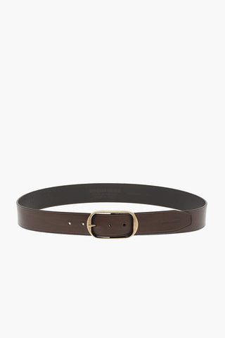 Leather Belt with Gold Buckle 40mm