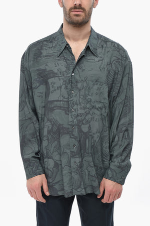 Camicia Casual a Fantasia con Collo Italiano